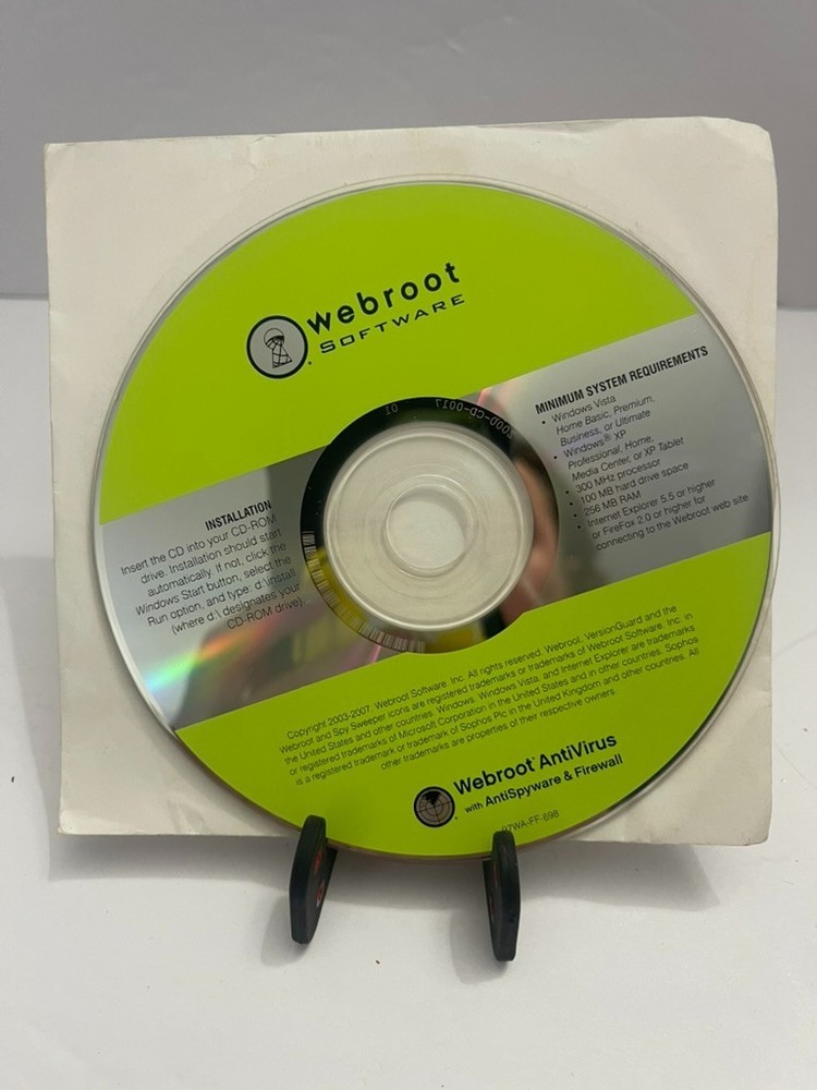 Webroot Software Antivirus & Firewall CD-ROM 2003-2007