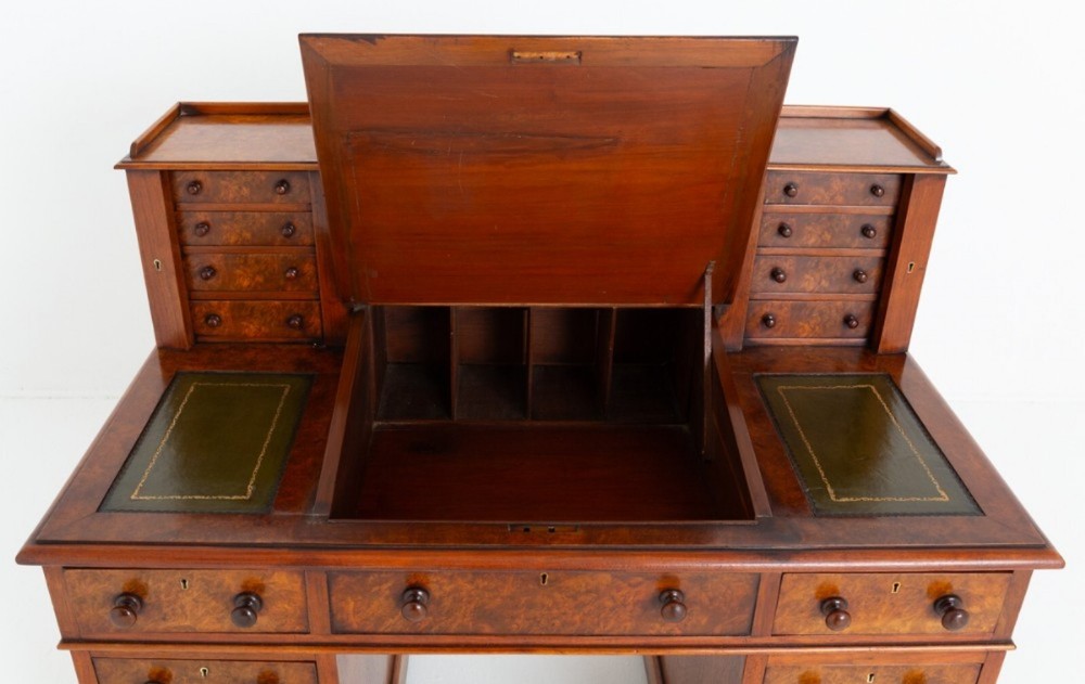 Victorian Dickens Desk Walnut Writing Table 1870