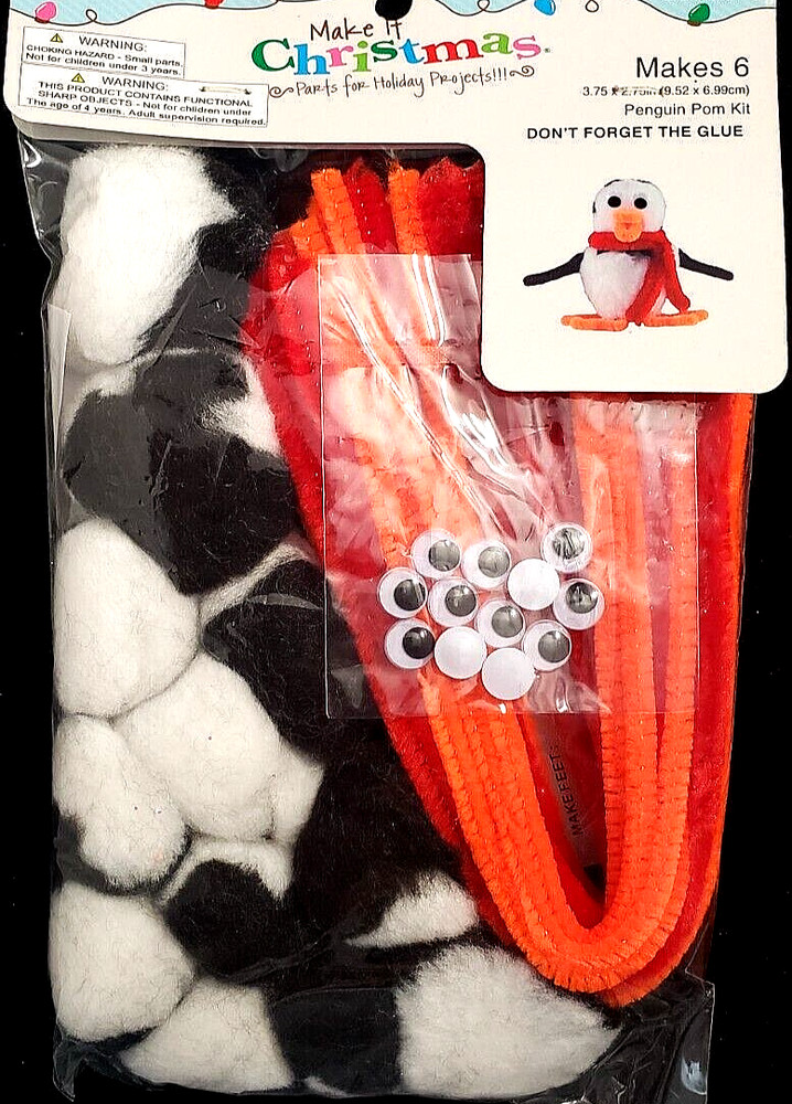 Make It Christmas PENGUIN POM KIT -  Makes 6