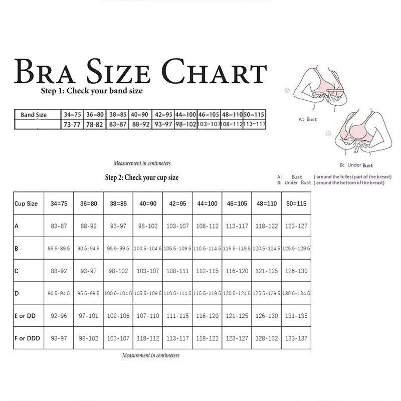 Plus Size Push Up Bra Deep Cup Hide Back Fat Underwear Full Coverage Bra Black