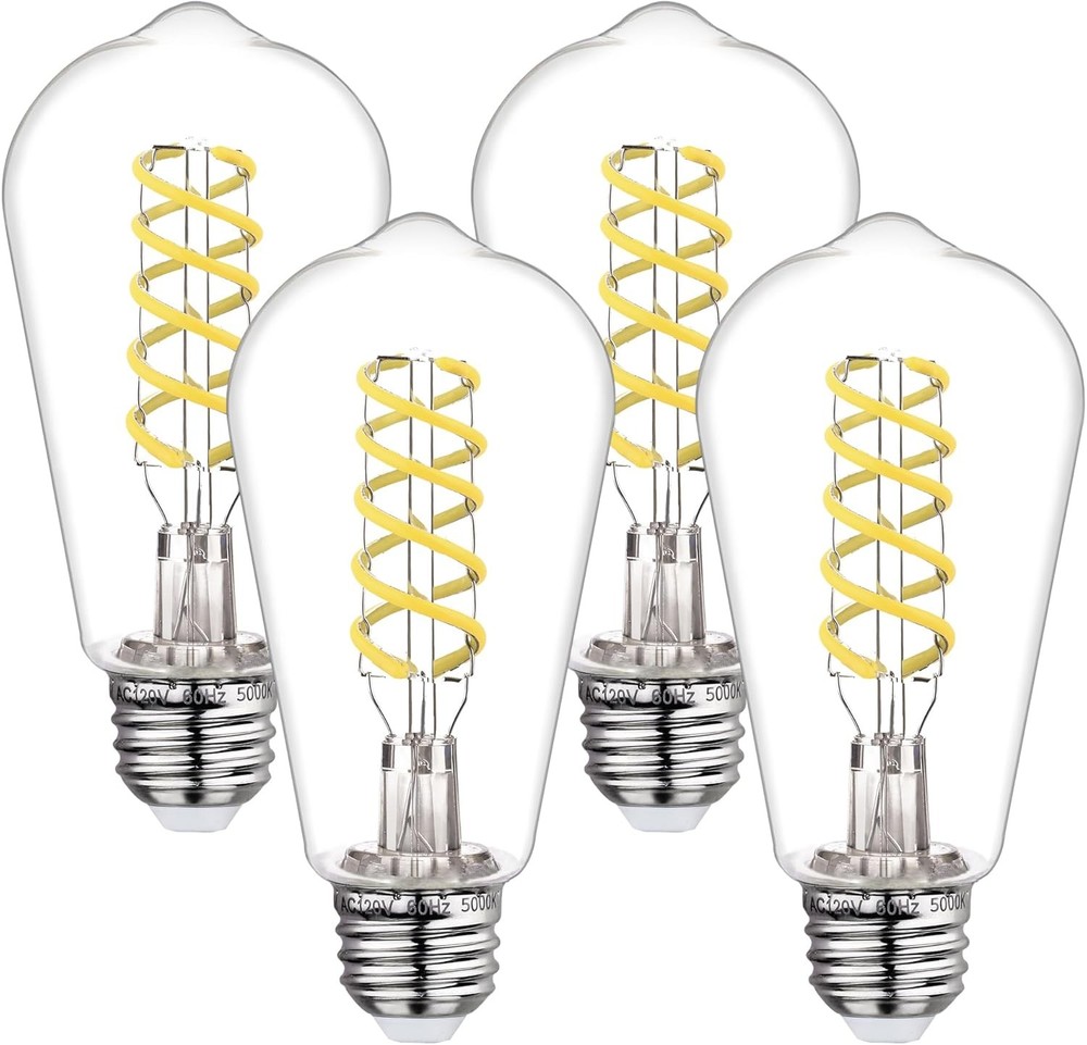 4Pack Dimmable LED Edison Bulbs,5000K Daylight White, 6W Equivalent to 60W Vinta