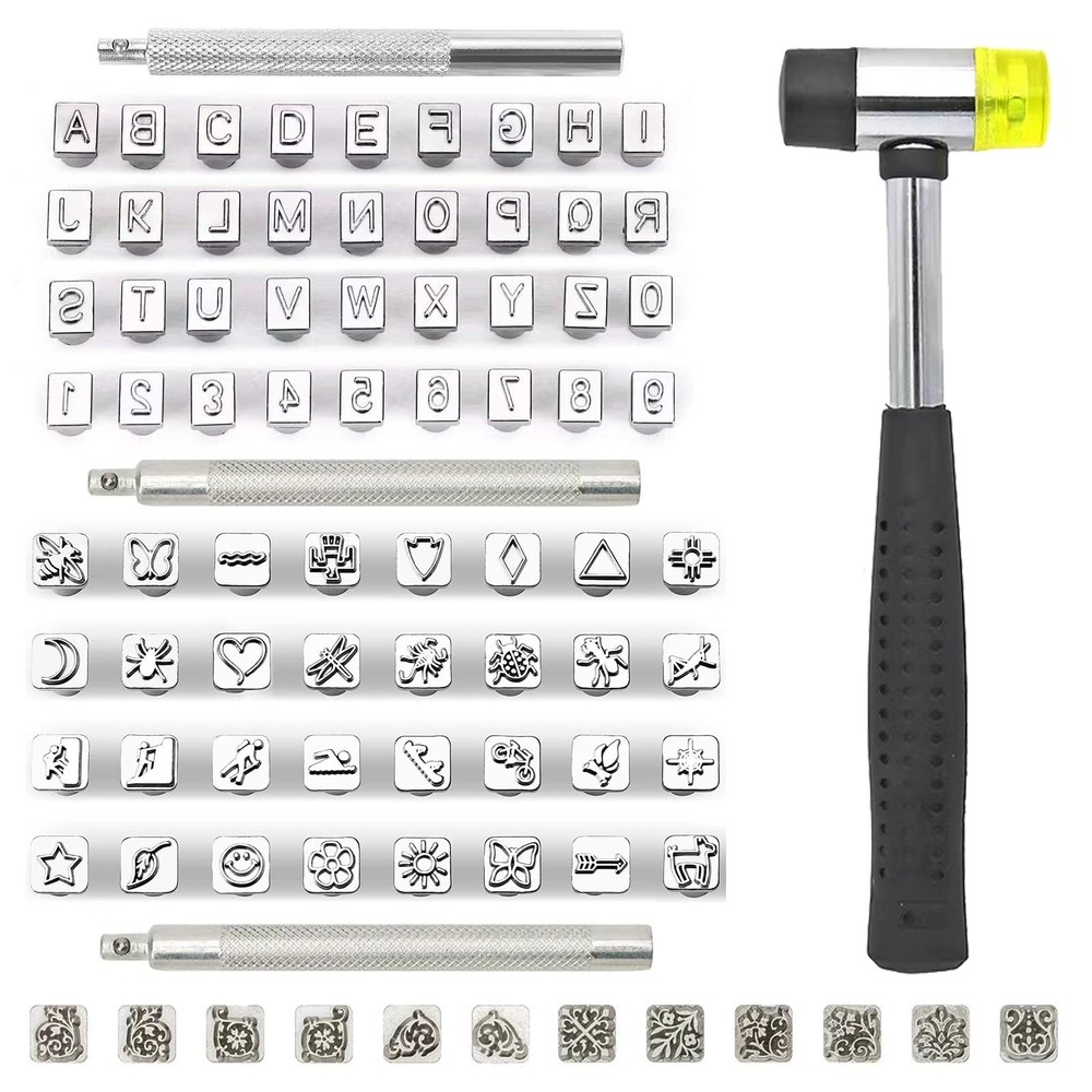 84 PCS Leather Craft Stamping Tools Set, Include 26 6.5mm Alphabet & 10 Numbe...