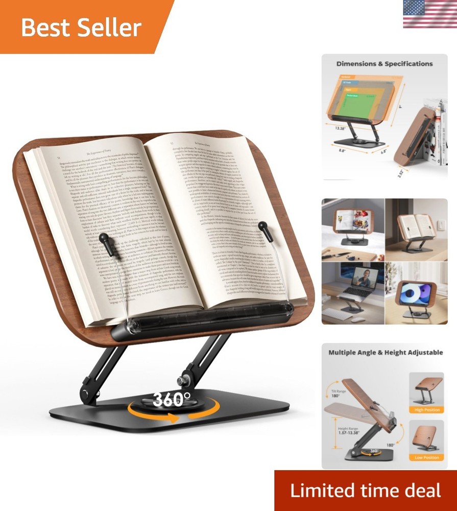 Compact Book Stand with Secure Clips - Multifunctional for Magazines & Textbooks