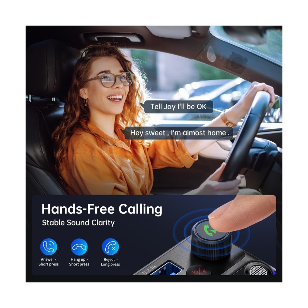 Syncwire Bluetooth 5.4 FM Transmitter Car Adapter 42W [Light Switch... Fast Ship