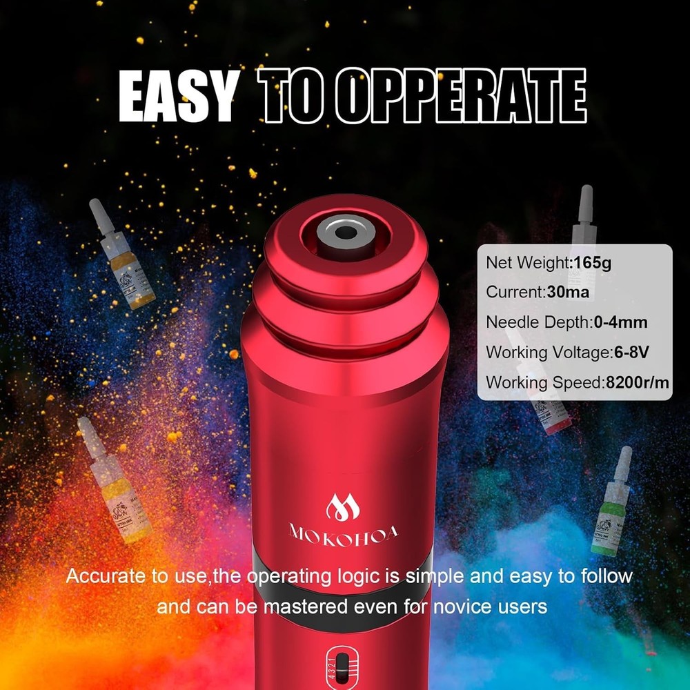 Wireless Tattoo Kit Complete for Beginners Pen Machine with Power Supply Needles