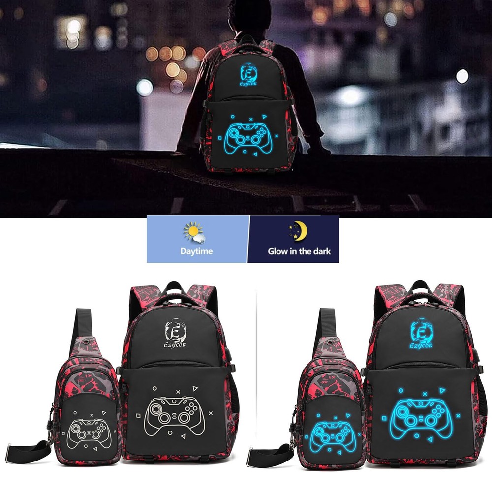 Boys Backpack, Anime Luminous Backpack Backpack Kindergarten Elementary Middl...