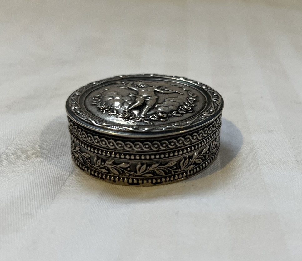 Antique Elaborate 835 Silver Cherub Box - Beautiful