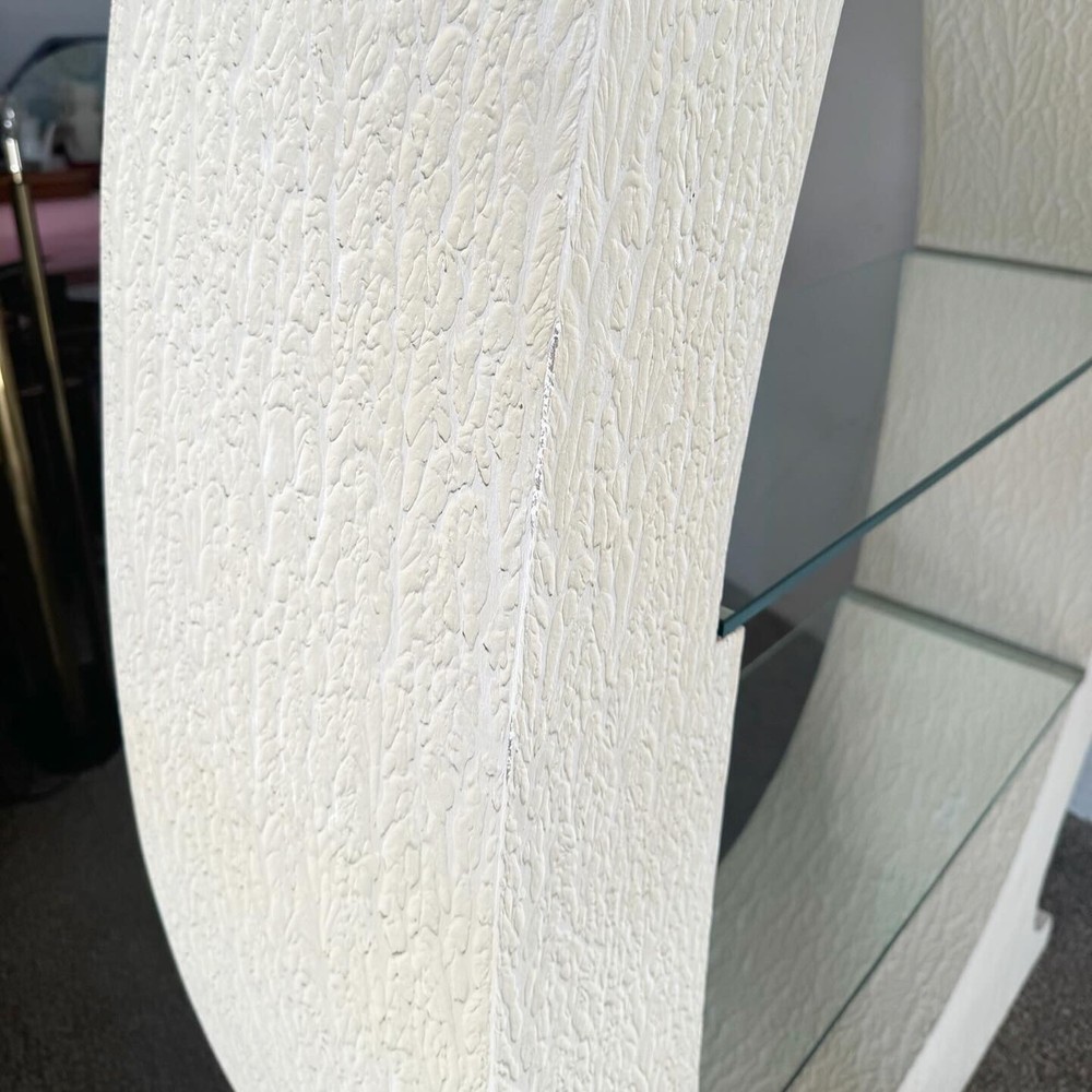 Postmodern Sculpted White Stucco Etagere/Bookshelf