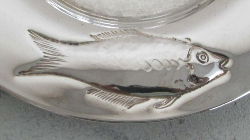 FABULOUS VINTAGE ITALIAN SILVER FISH PATTERN BOWL & UNDER DISH TABLEWARE