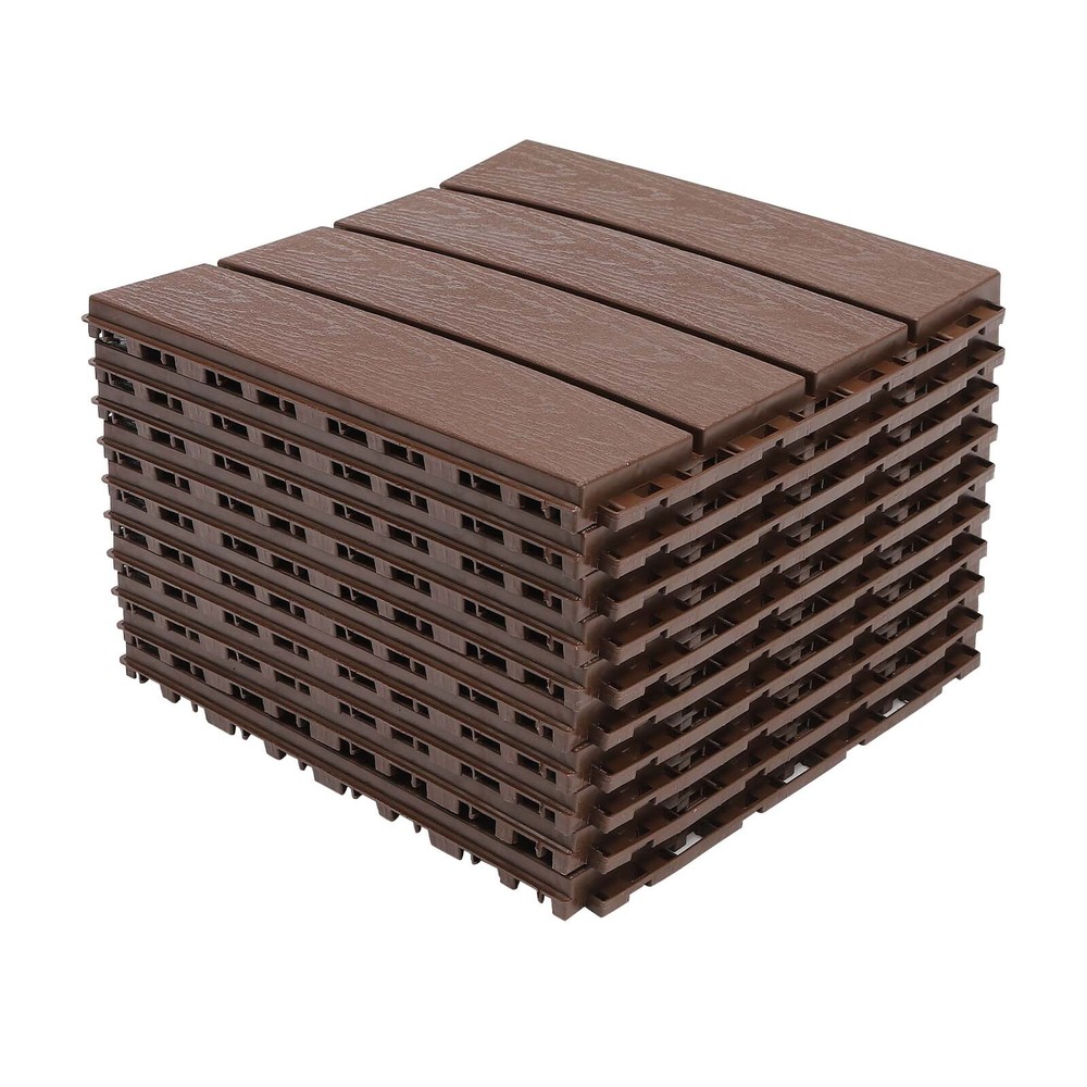 12x12" Plastic Interlocking Composite Decking Floor Deck Tiles Bacony Pavers
