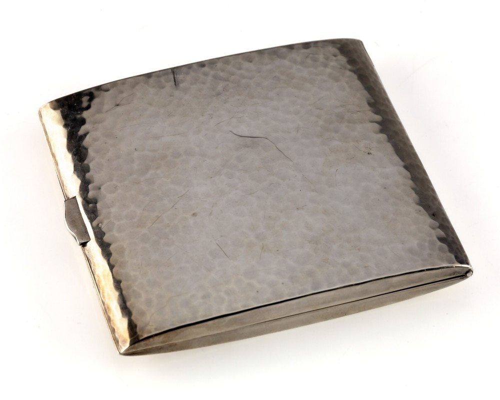 International Sterling Hammered Cigarette Case with Monogram Great Condition