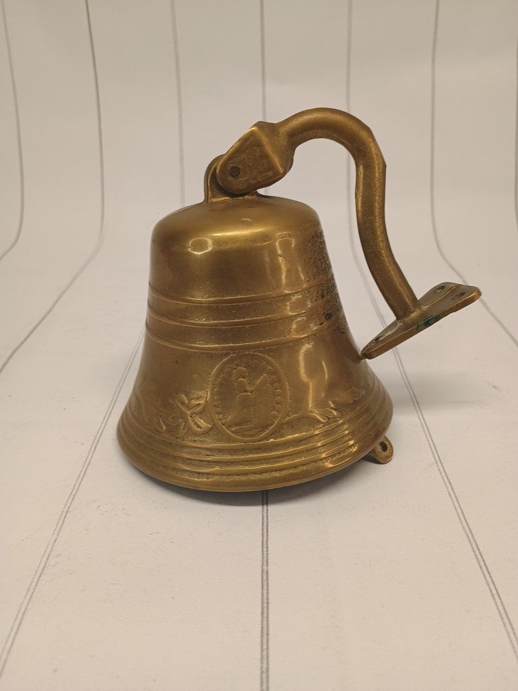 Vintage Solid Brass Wall Mount Dinner Bell Farm School Rustic Antique Style
