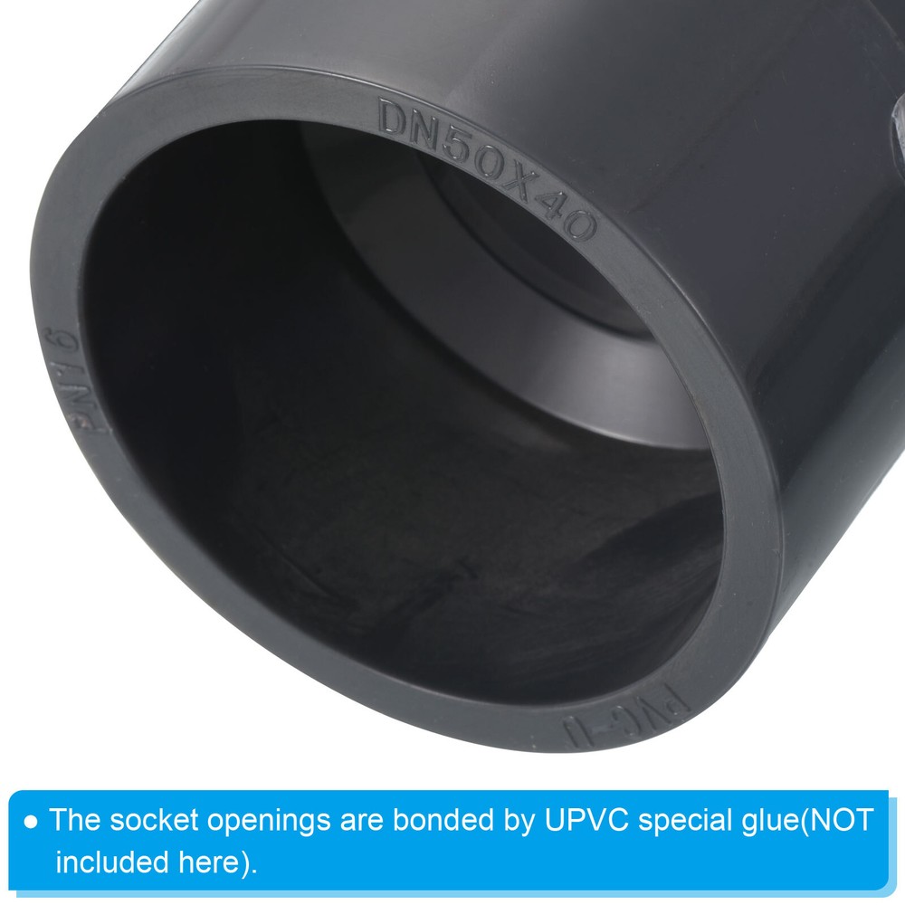 PVC Reducer Pipe Fitting 2.5x2" Socket Coupling Adapter Connector, Grey