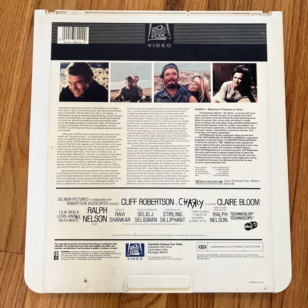 RCA CED Charly 1982 20th Century SelectaVision VideoDisc Capacitance