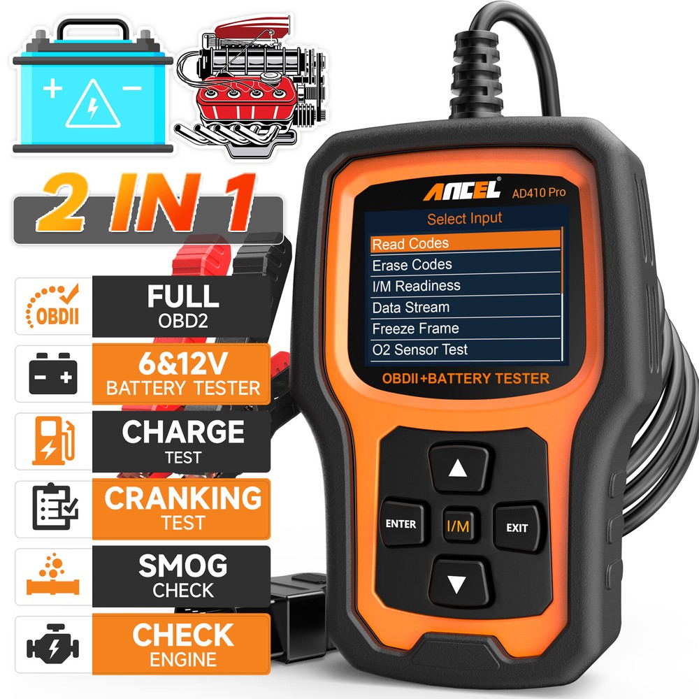 ANCEL AD410 PRO OBD2 Scanner Battery Test Code Reader Auto Diagnose Check Engine