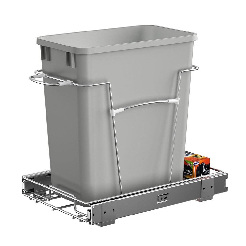 Pull Out Trash Can for Kitchen Cabinets, 35 Qt Under Sink Garbage Bin with Fu...