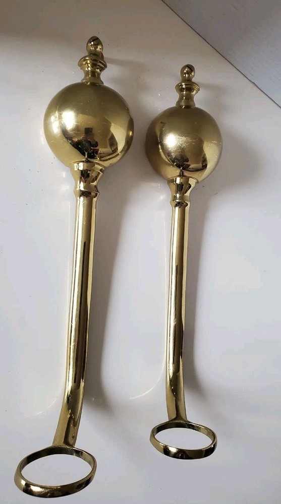 VINTAGE, TWO Solid Brass Metal Wall Sconce Candle Holders, MCM Heavy 13",