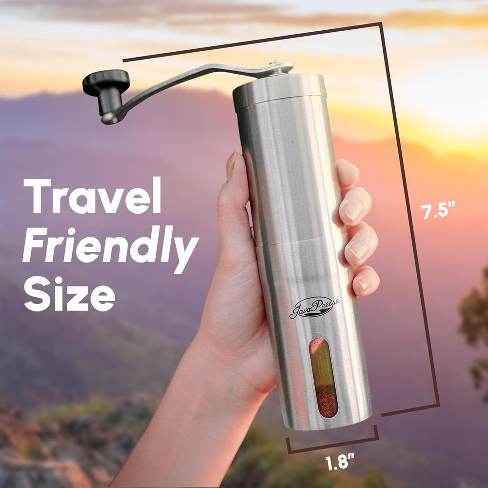 Precision Conical Burr Grinder – 18 Adjustable Settings for Travel and Espresso