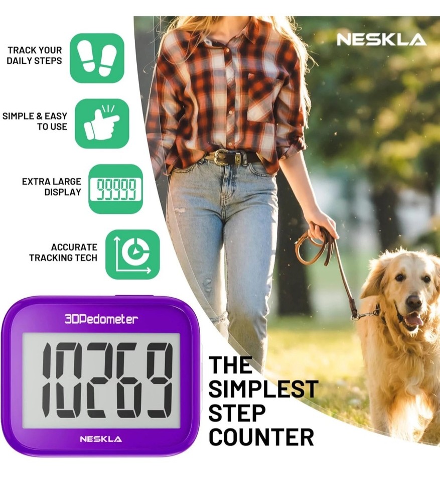 3D Pedometer for Walking, Simple Step Counter Large Digital Display,Step Tracker