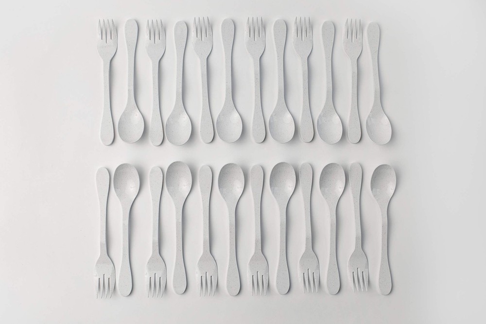 Eco Plant Based 24 Pack Reusable Flatware Set (White)…