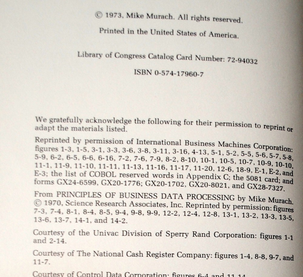 " Business Data Processing and Computer Programming" Mike Murach 1973