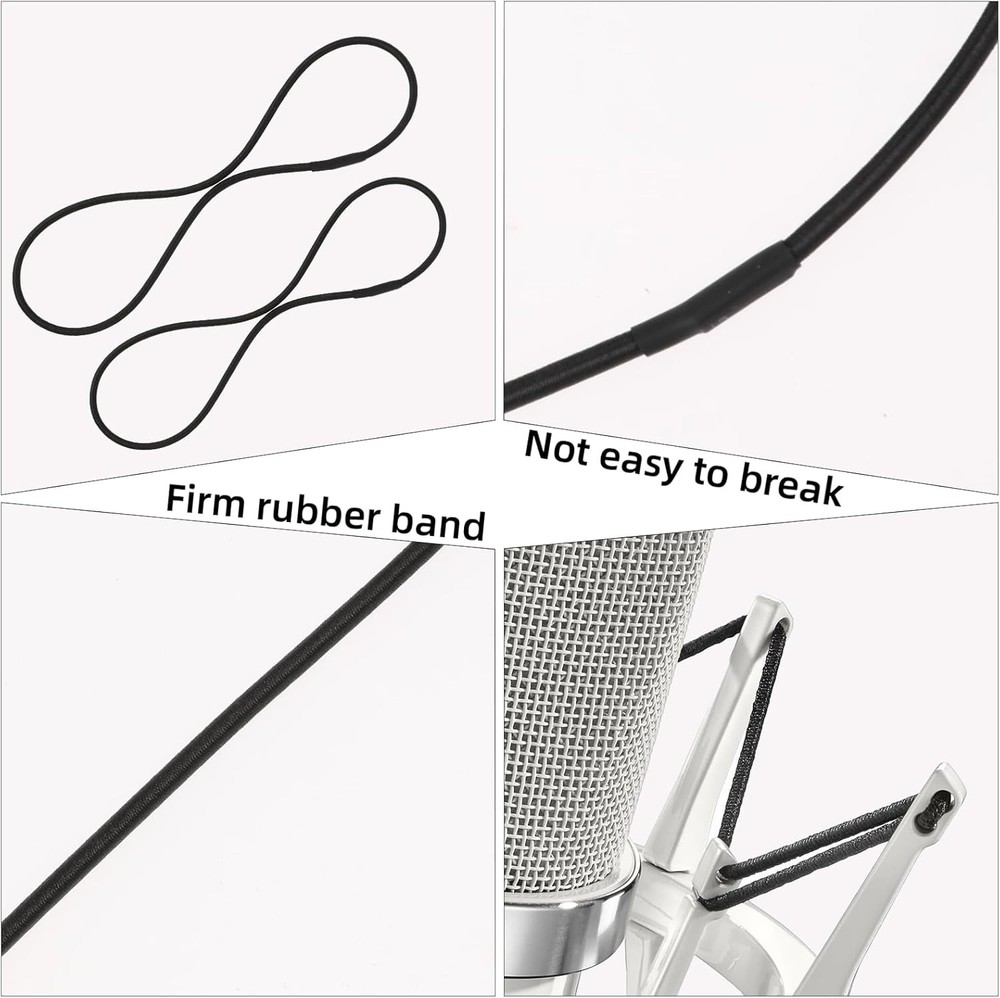 8PCS Microphone Shock Mount Rubber Ring, Black Universal Elastic Bands