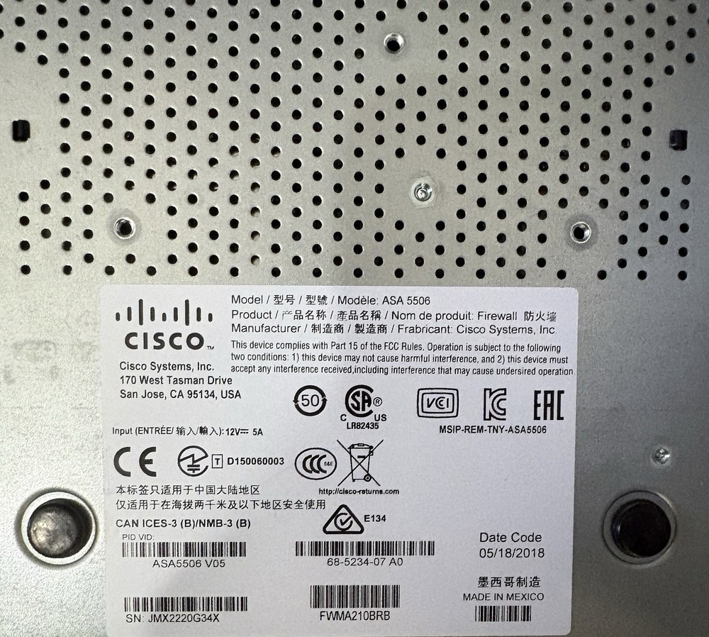 CISCO ASA5506-X Firewall Device