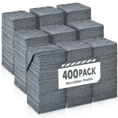 Gray Microfiber Cleaning Cloths Bulk Pack-Microfiber Towels Bulk, 400 Pack Grey