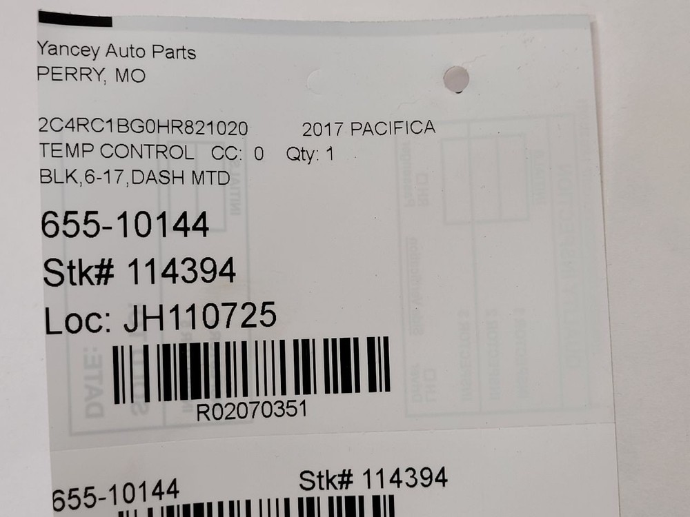 A/C Selector Switch fits 2017 Chrysler Pacifica front 3 zone temperature c