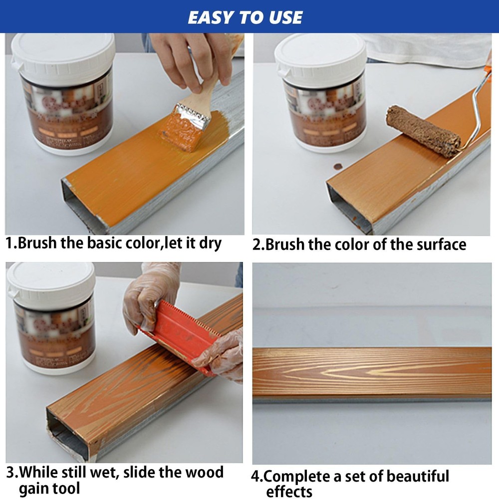 Wood Grain Tool, 11pcs Graining Tool Set 7" Roller Red