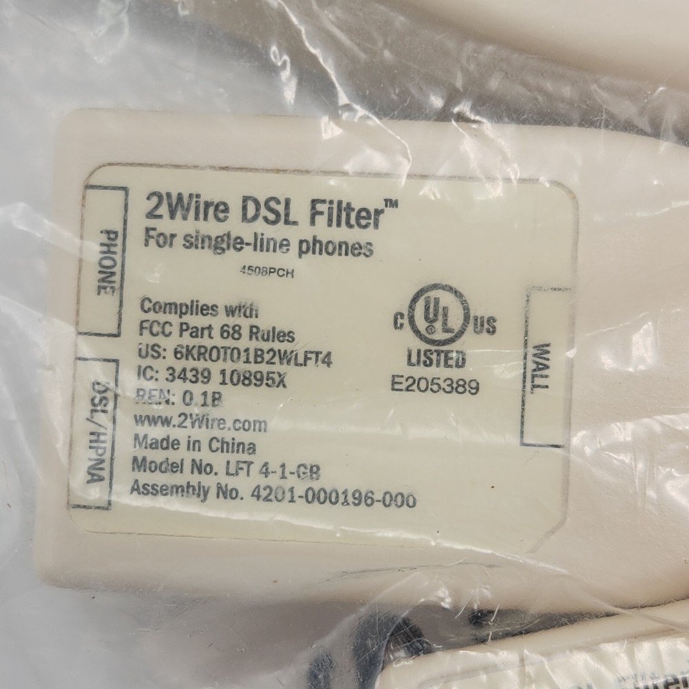 2Wire DSL Filter Kit 4 Pack Inline DSL Phone Filters New Sealed Package