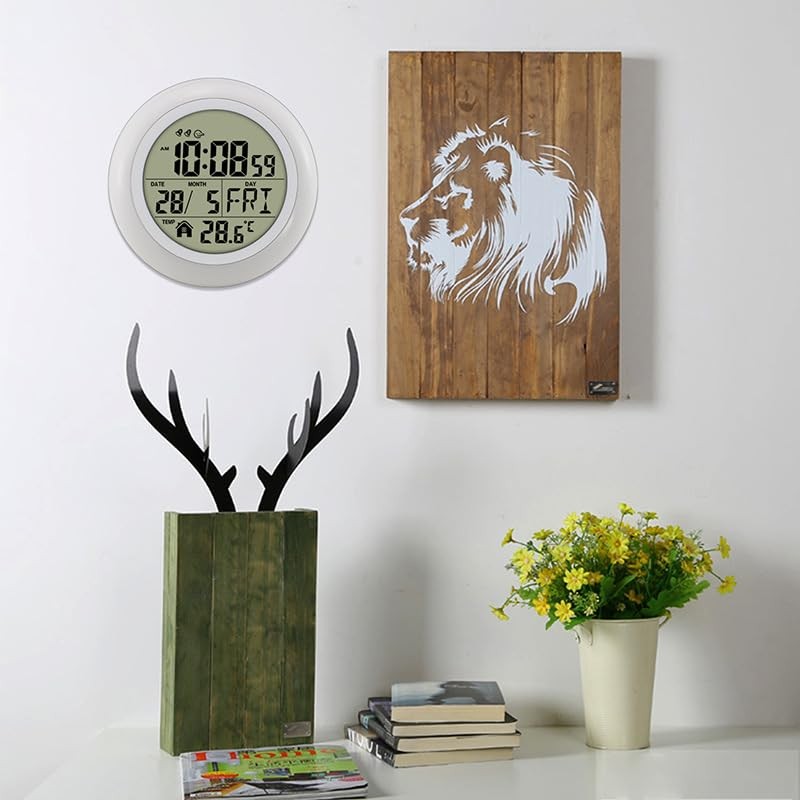 Shower Wall Clock, Digital Timer Shower Clock Waterproof, Bathroom Clock White