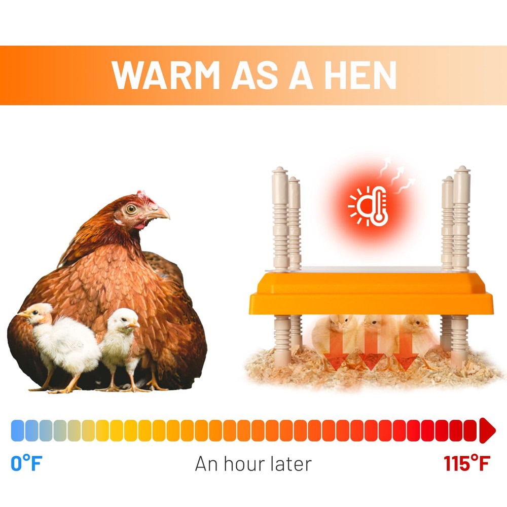 Brooder Heater for Chicks, 10" x 10" for 15 Chicks Heating Plate with Adjusta...