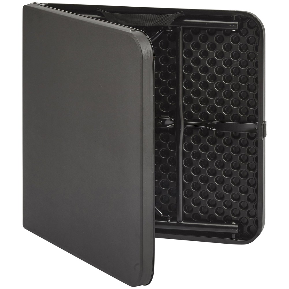Mainstays 40" Plastic Adjustable Height Fold-in-Half Folding Table, Rich Black