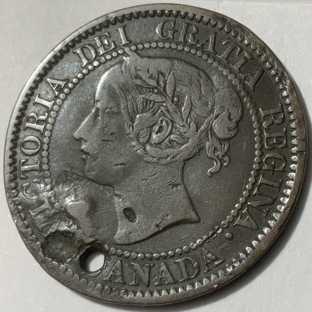 1858 Canada Large Cent Damaged
