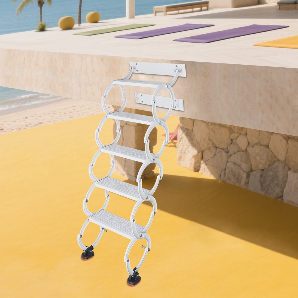 NEW Wall Mounted Attic Ladder Pull Down Telescoping Step Ladder 5 Steps Ladder