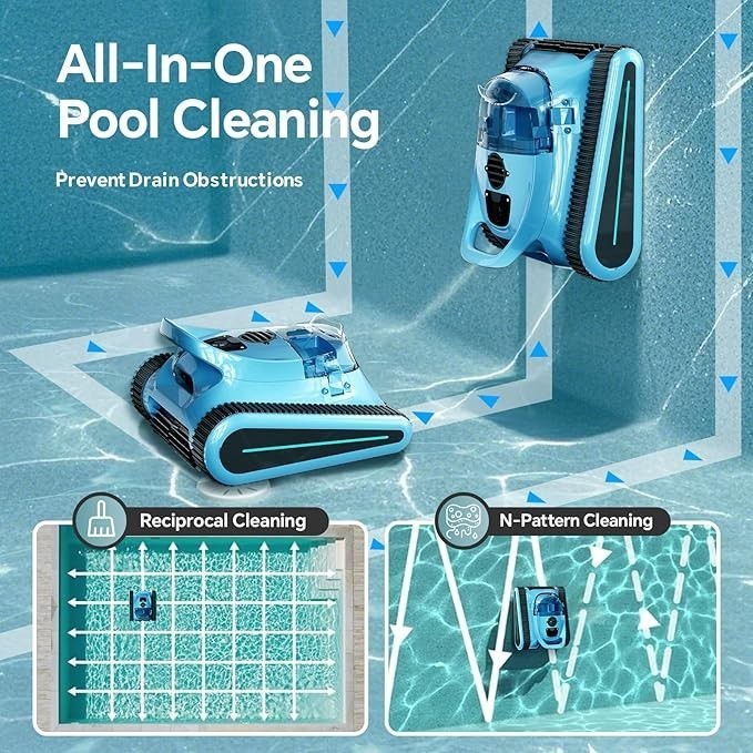 Cordless Robotic Pool Cleaner | Wall Climbing | Smart Navigation | App Support