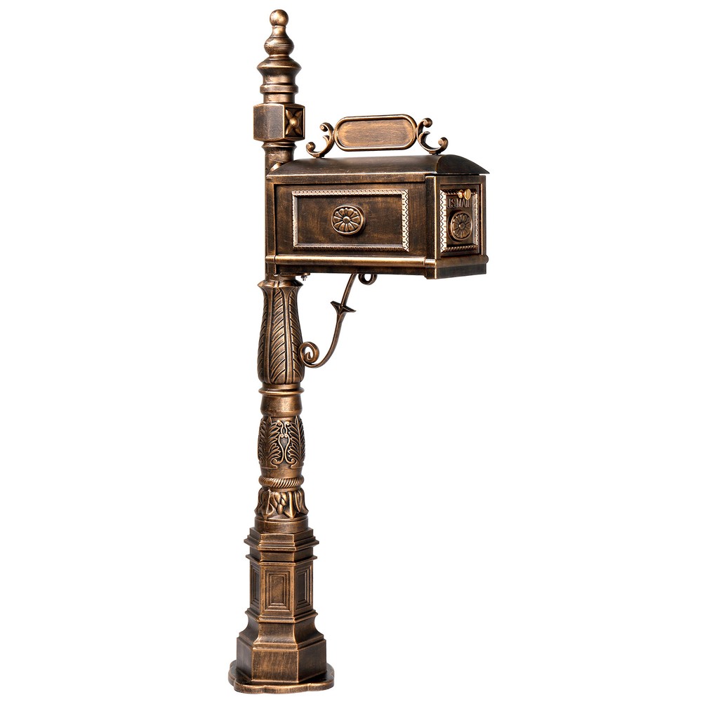 Decorative Mailbox with Post Cast Aluminum Postal Mail Box with Address Plaque