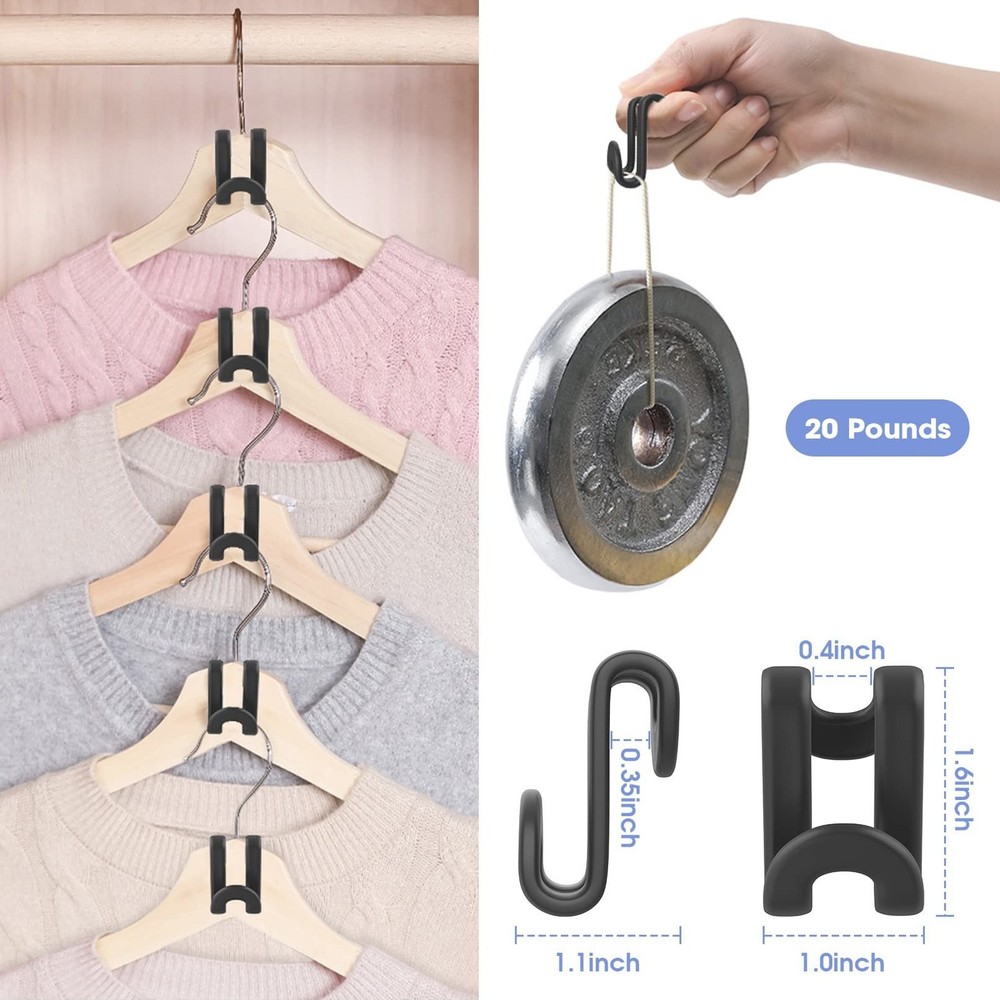 80Pcs Clothes Hanger Connector Hooks, Plastic Space Saving Heavy Duty Hanger ...