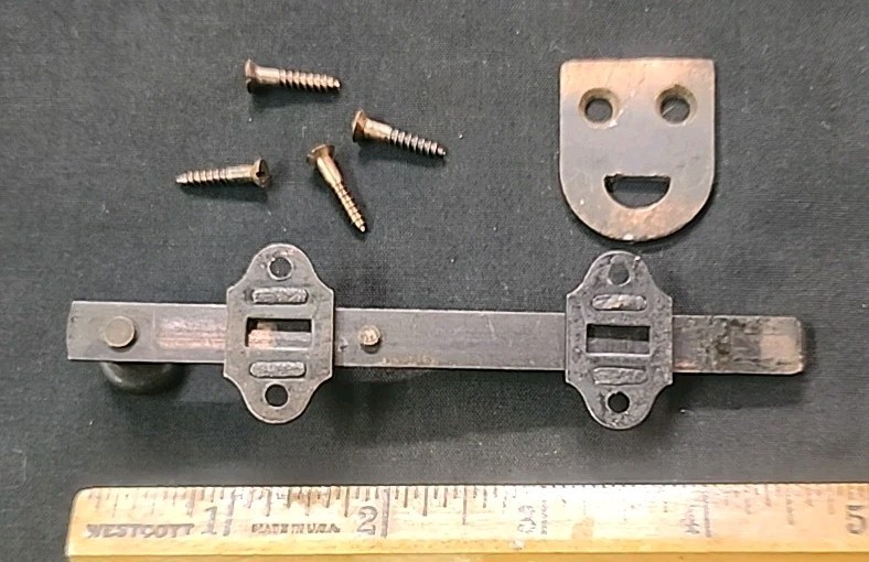 Vintage Antique 4 1/2" SLIDE BOLT SURFACE LOCK solid brass 4 screws