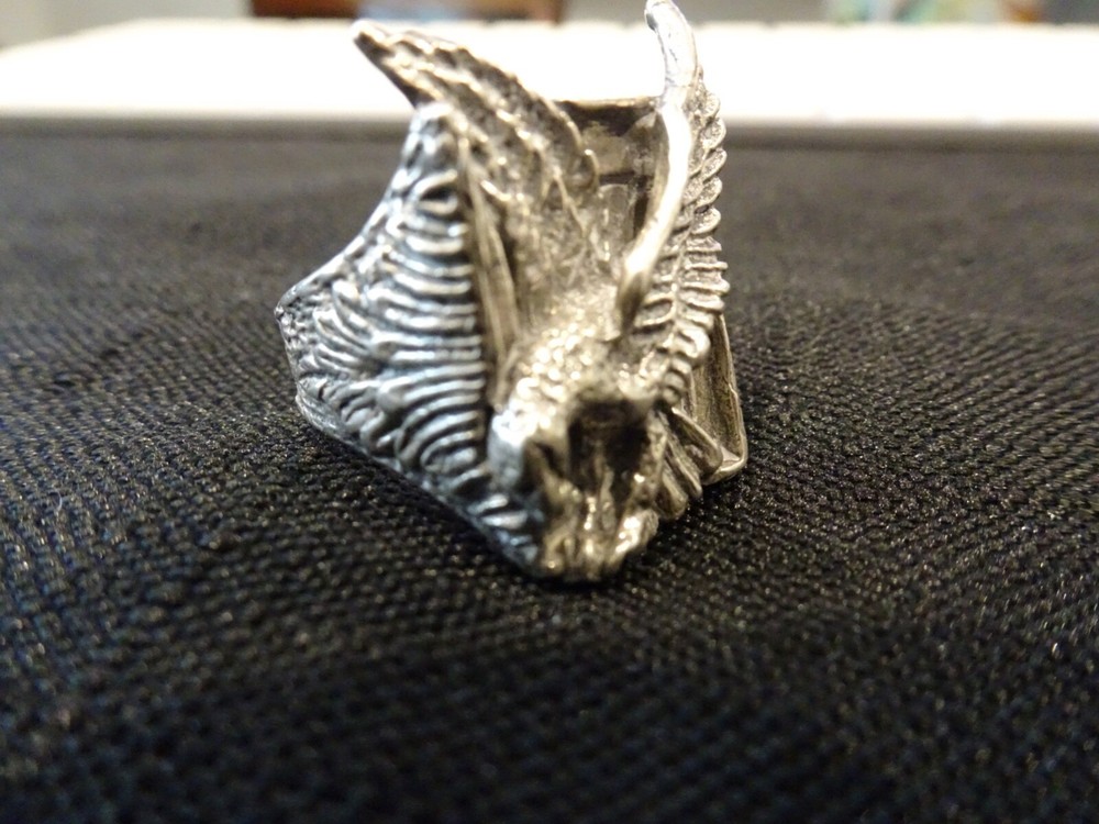 #637-VINTAGE STERLING SILVER EAGLE RING-925-SIZE-8