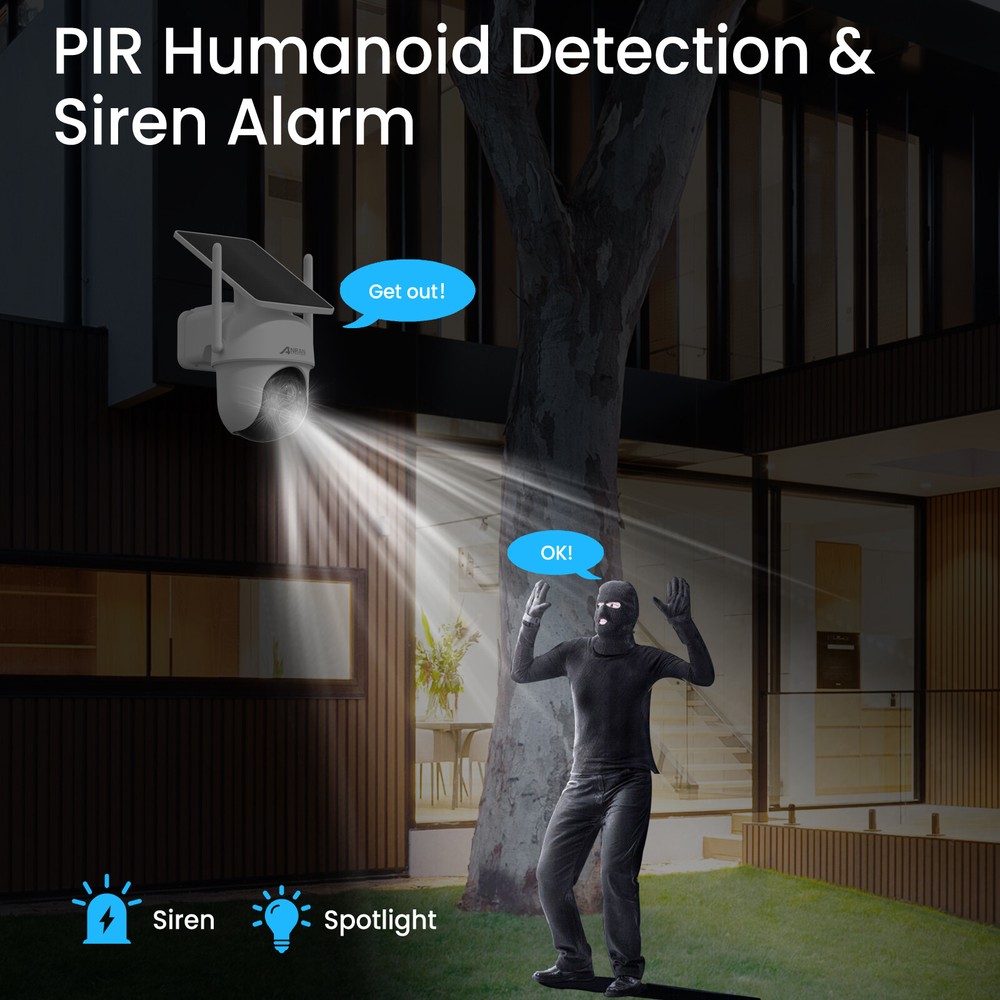 ANRAN Solar Security Camera System Wireless wifi Battery Powered 4MP Outdoor