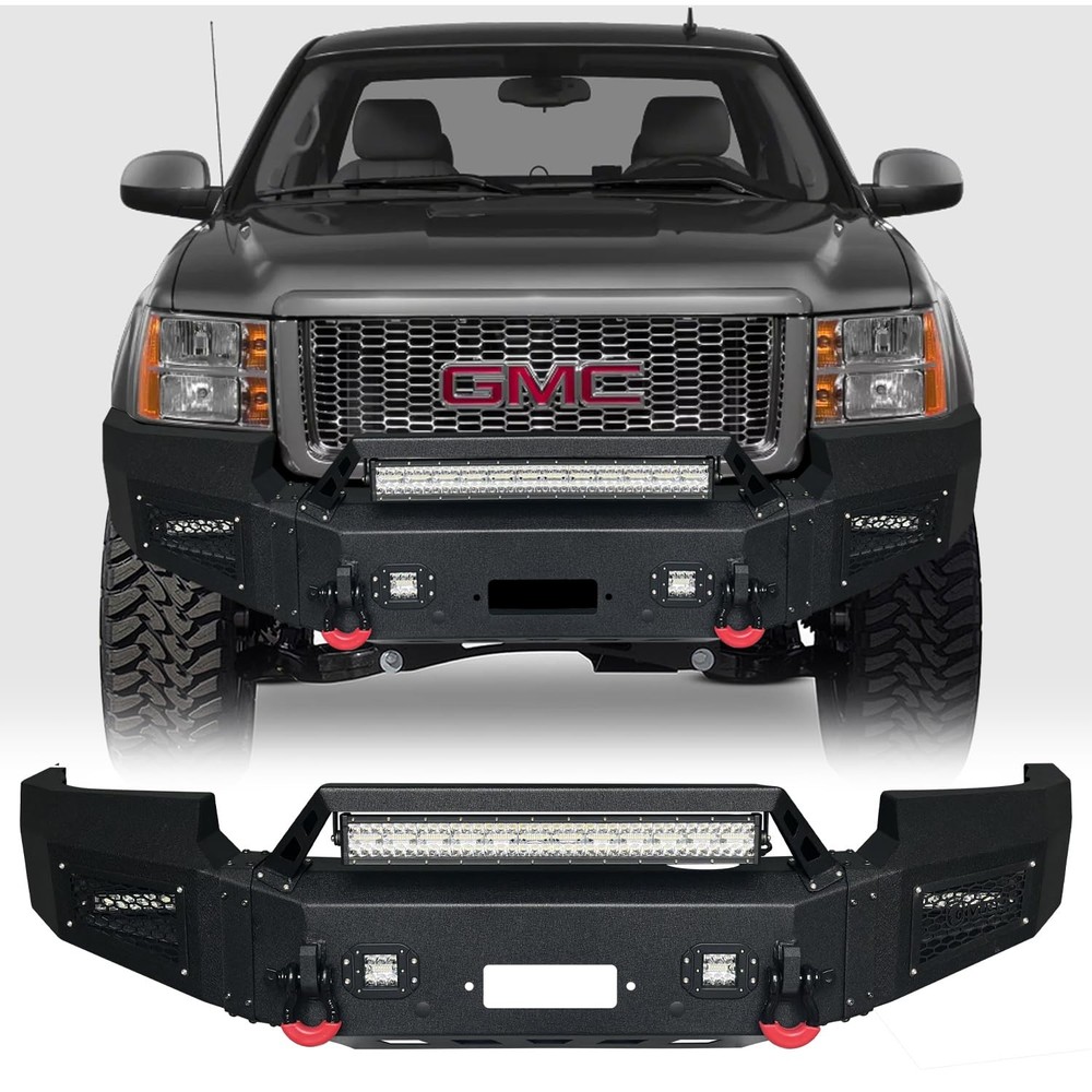 Front Bumper for 2007-2013 Sierra 1500 Winch Plate Sensor Hole D-Ring Lights