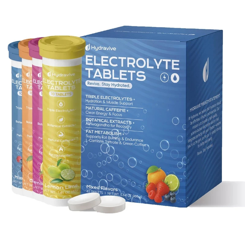 Hydravive Electrolyte Tablets Zero Sugar Hydration Drink 40 Ct. Mixed Flavors
