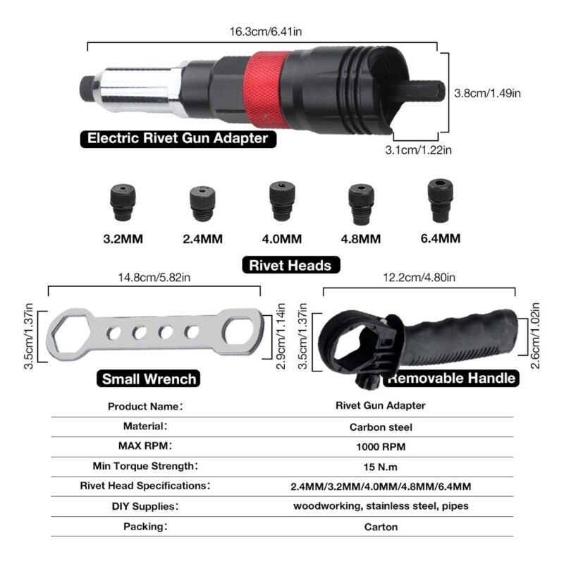 Efficiency Rivets Tool Adapters Kit Cordless Rivetings Drill Tool Accessory