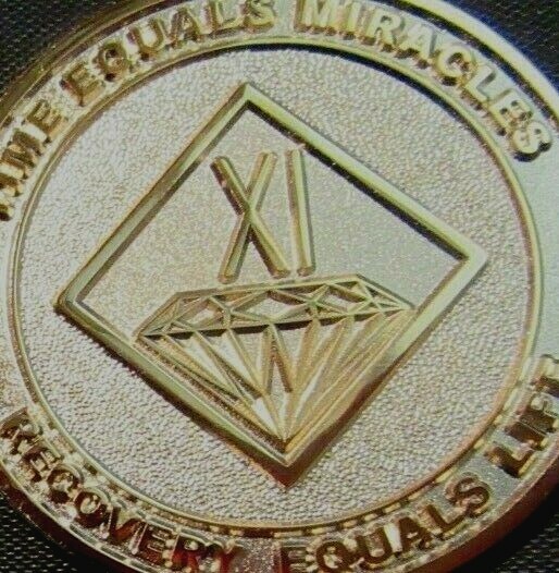Narcotics Anonymous NA GOLD 11 Year Medallion Chip Coin Token Sober