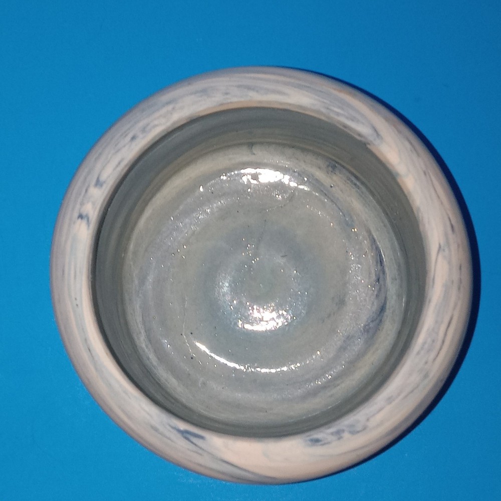 Threshold Blue and White Swirled Ceramic Vase 4in Tall