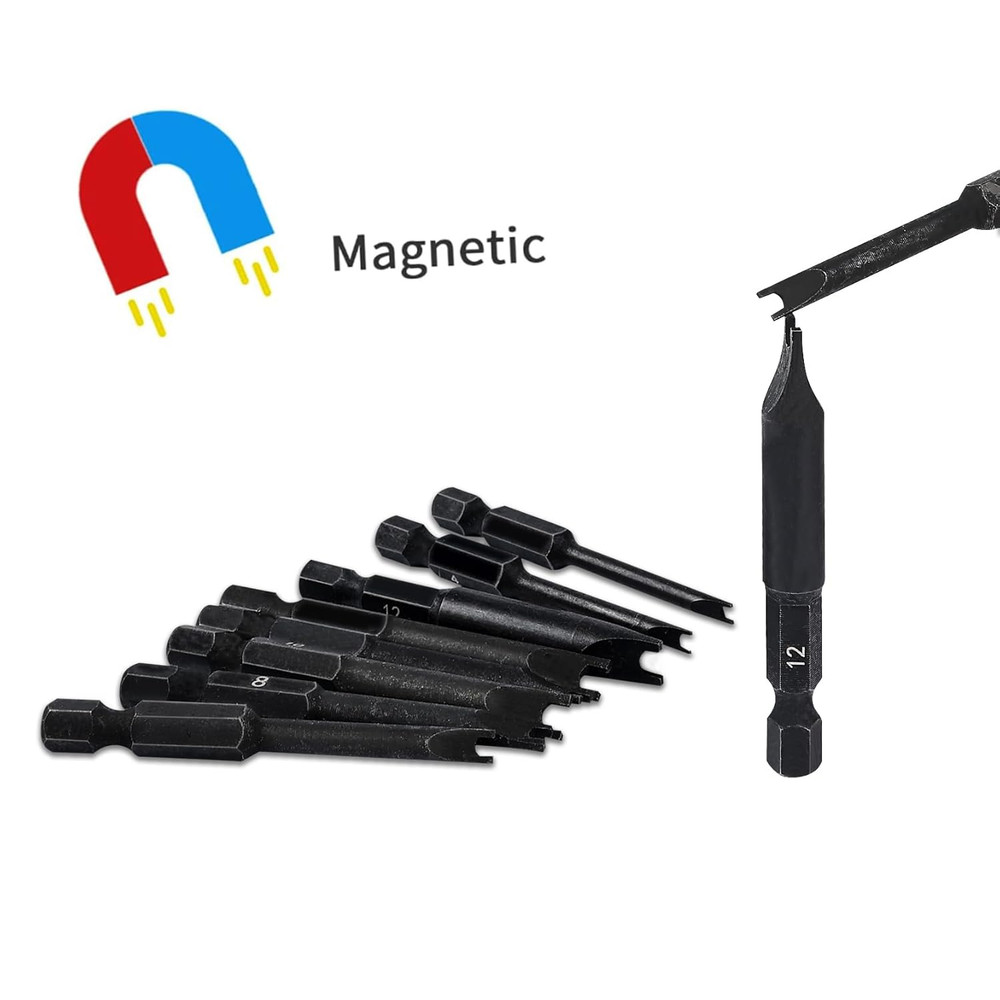 Spanner Bit Set (10 Pack - 2.3" Long Magnetic Heads) Spanner Fork Snake-Eye Secu
