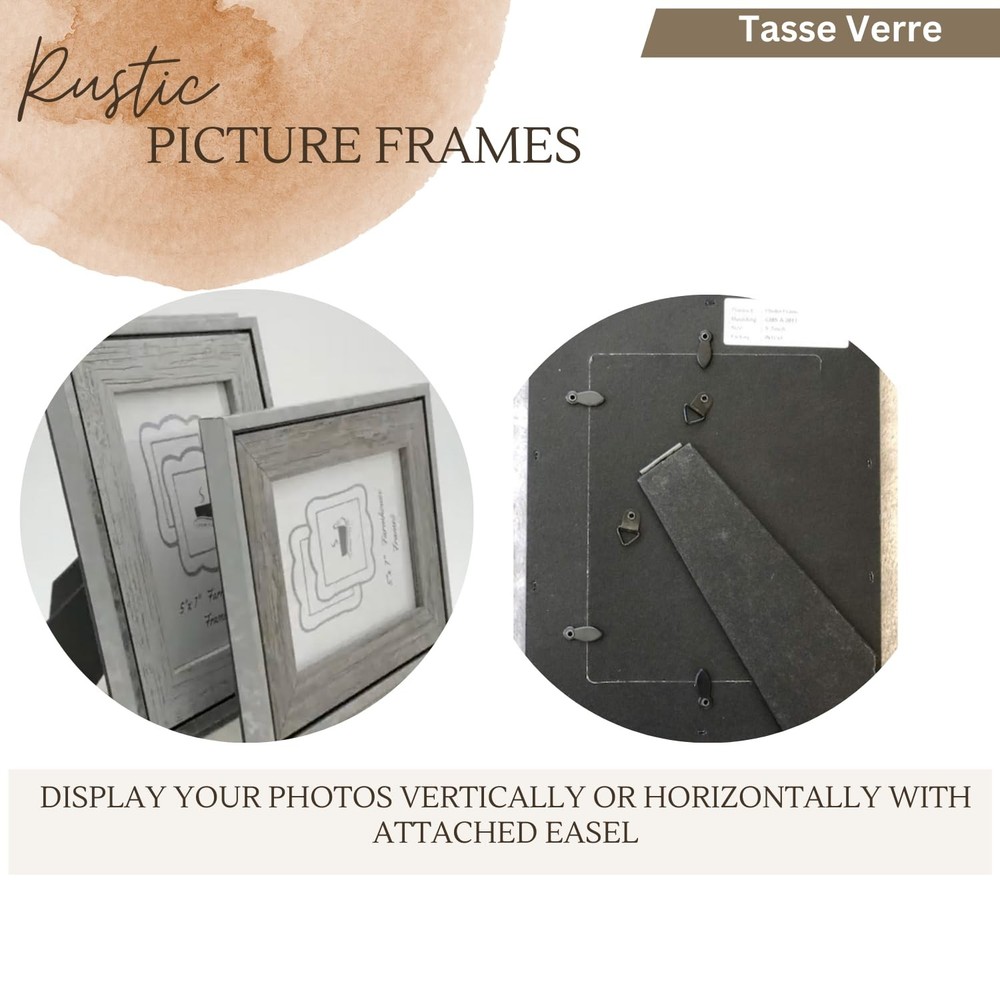 5x7 Rustic Picture Frames 3-Pack, Distressed Farmhouse-Style Table Frame, Bru...