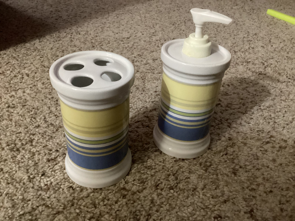 toothbrush and soap dispenser
